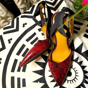 Jessica Simpson Red Snakeskin Pumps